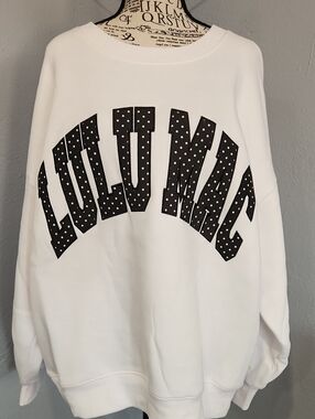 Lulu MAC White Polka Dot Lettering Women's Sweatshirt